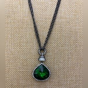 Monet Rivoli Green Stone Multi Chains Pendant Necklace‎